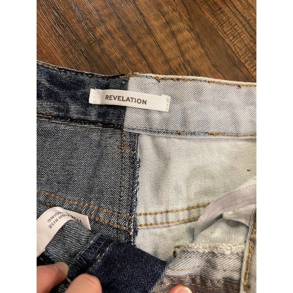 Revelation 2 Tone High Rise Waist Shorts Womens Cutoff Jeggings 7/28 - Picture 2 of 5